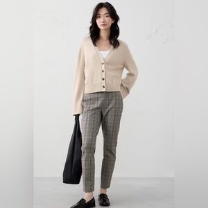 Banana Republic Plaid Sloan Slim High-Rise Ankle Pants - Black and Tan